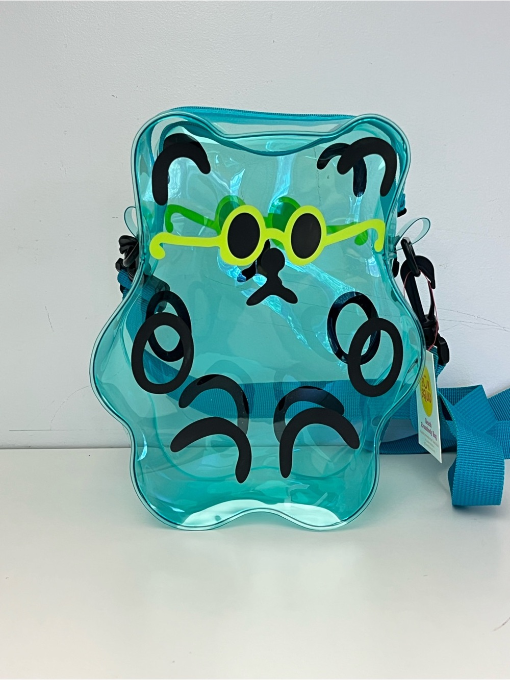 NWT Blue Vinyl Bear at the Beach Crossbody